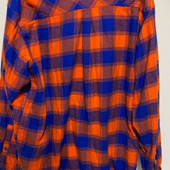 Columbia Men's Orange Blue Plaid CLG Flare Gun Flannel Button-Up Shirt Size 2XL - Picture 9 of 11